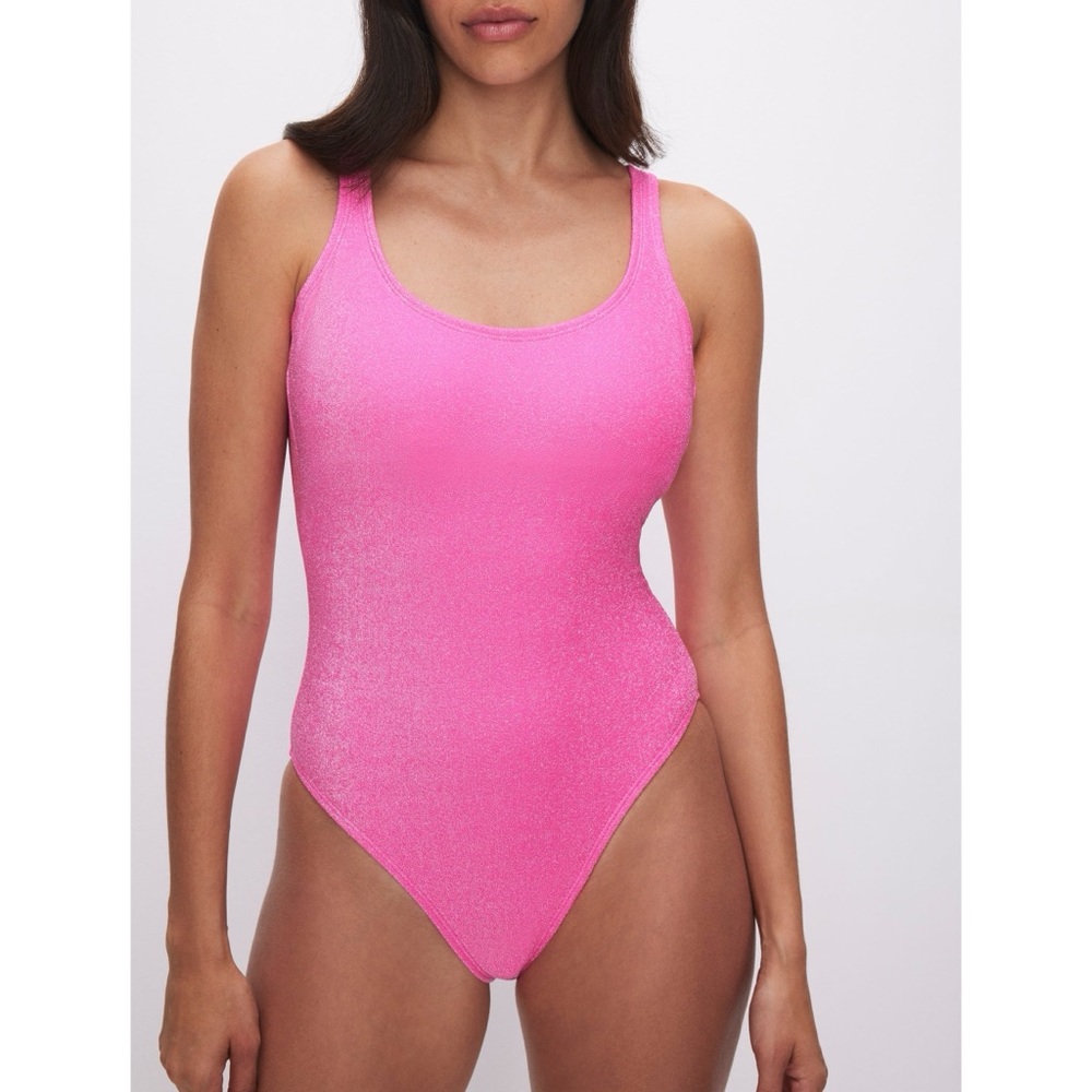 Good American Women’s Pink Sparkle One Piece Swimsuit